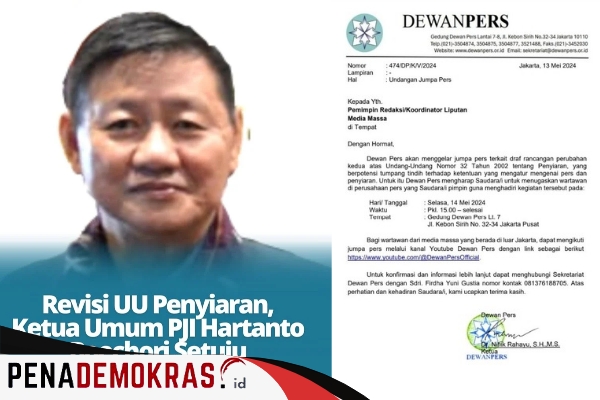 Revisi UU Penyiaran, Ketua Umum PJI Hartanto Boechori Setuju