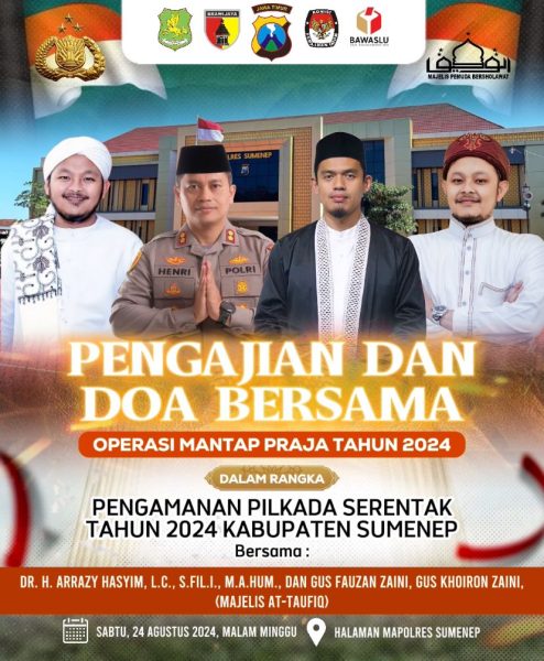 Hadiah..! Pengajian dan Doa Bersama Operasi Mantap Praja 2024 di Mapolres Sumenep 