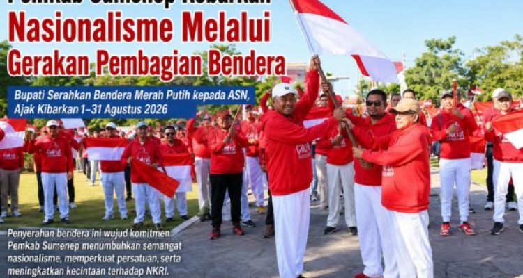 Pemkab Sumenep Kobarkan Nasionalisme Melalui Gerakan Pembagian Bendera