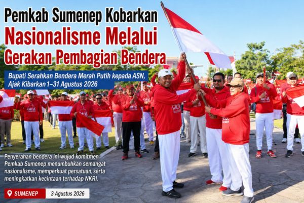 Pemkab Sumenep Kobarkan Nasionalisme Melalui Gerakan Pembagian Bendera